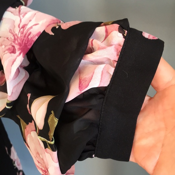 IJOAH black & pink floral chiffon mesh pullover 3/4 sleeves tunic/mini dress M - Picture 8 of 15
